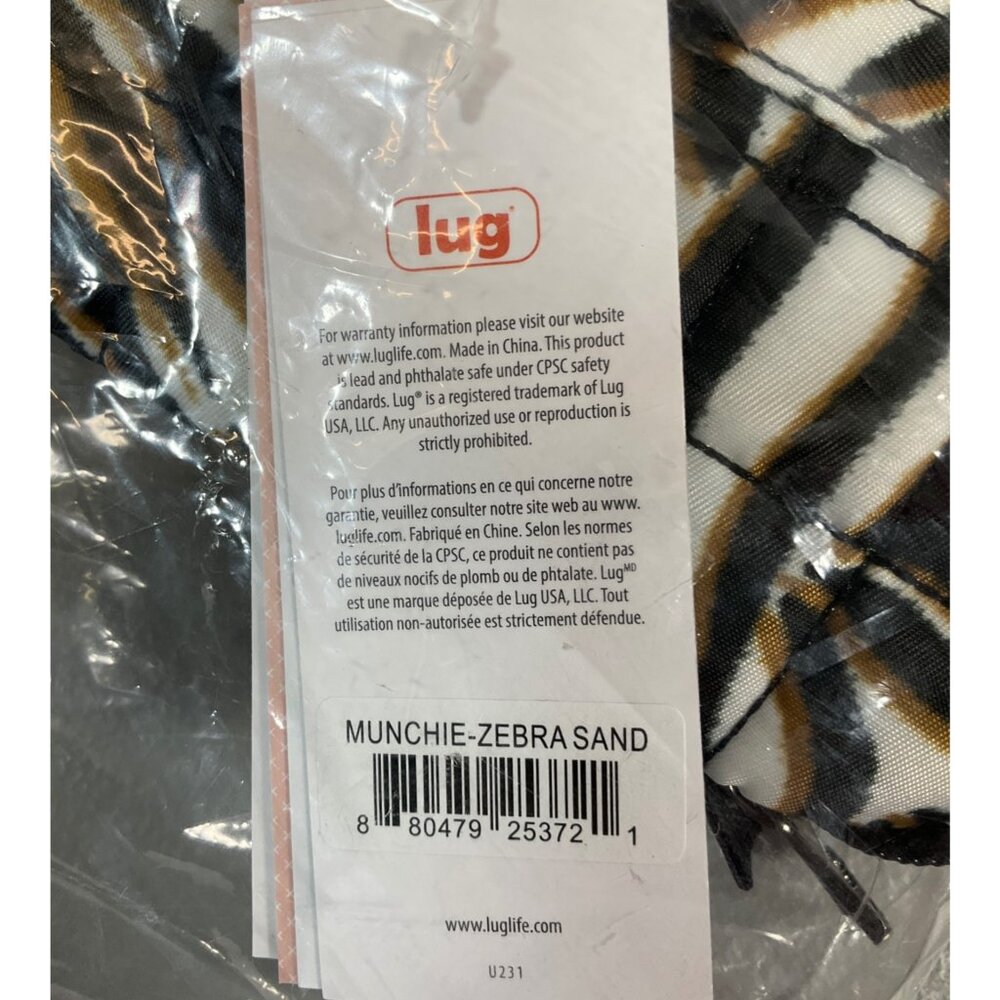 Lug Munchie Insulated Lunch Tote - Zebra Sand, Zipper, Lead & Phthalate Safe